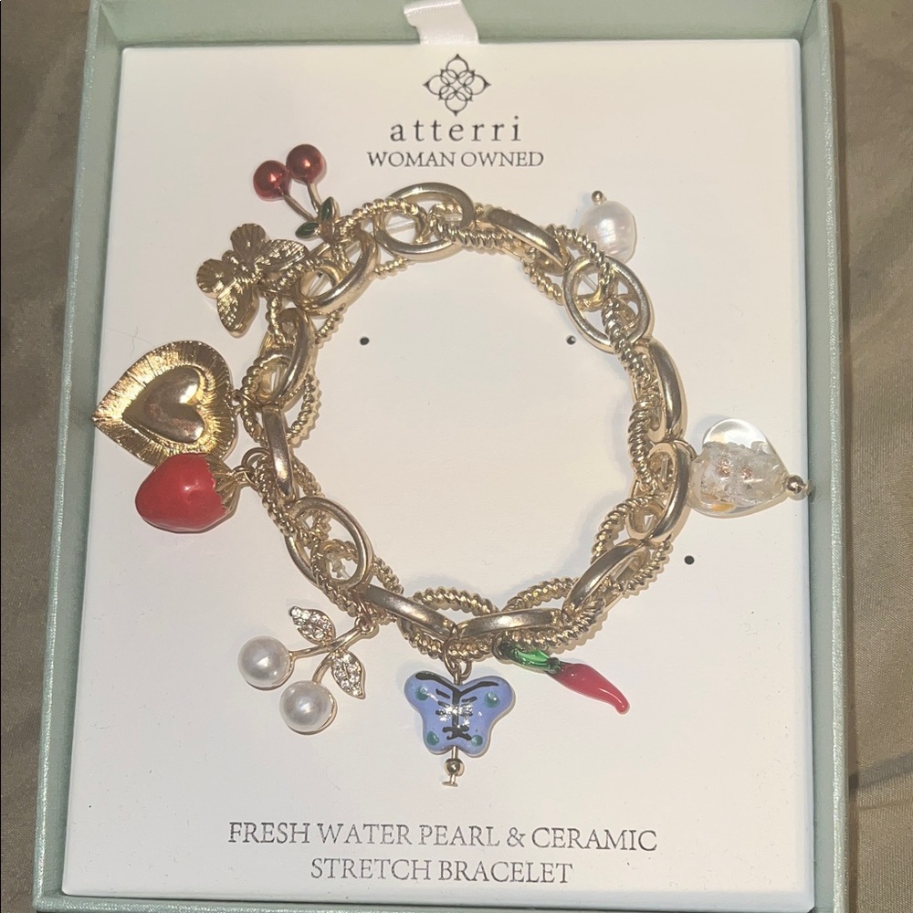 Atterri Gold Charm Bracelet with Multicolor Accents